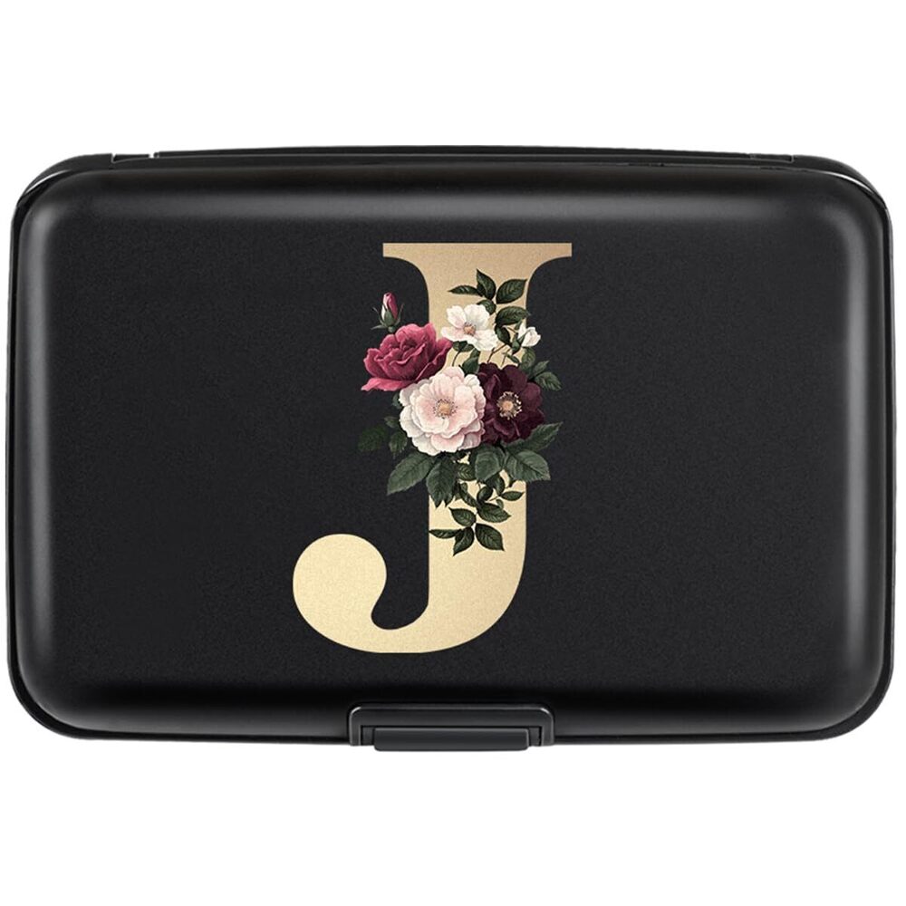 7432 Credit Card Holder Personalized Initial Letter J Small Aluminum Wallet